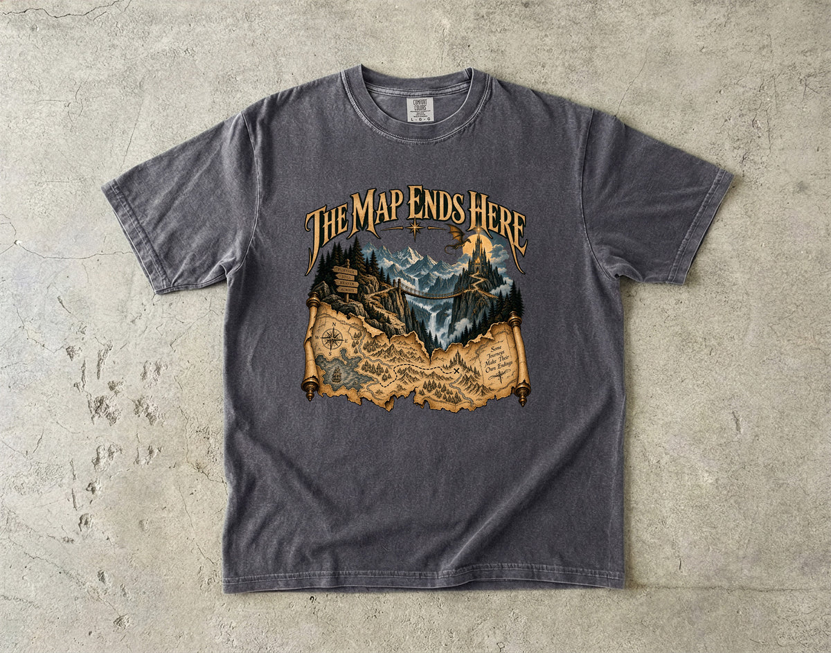 The Map Ends Here Romantasy Reader T-Shirt