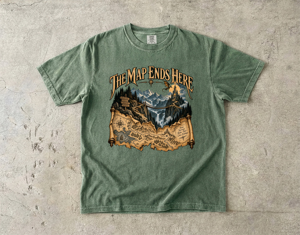 The Map Ends Here Romantasy Reader T-Shirt