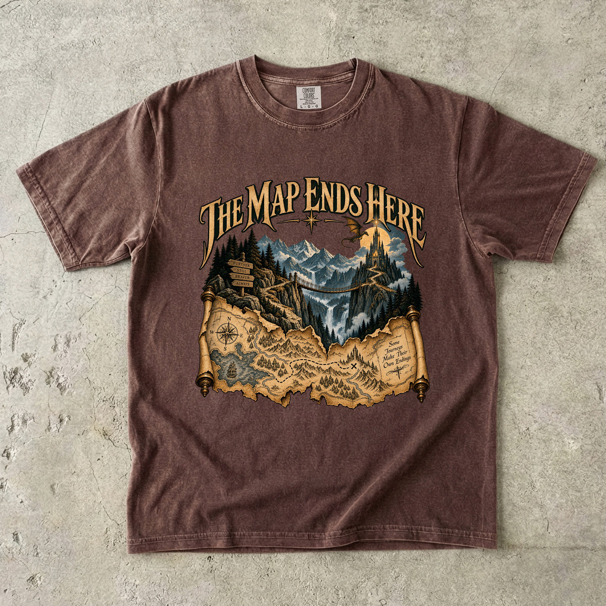The Map Ends Here Romantasy Reader T-Shirt