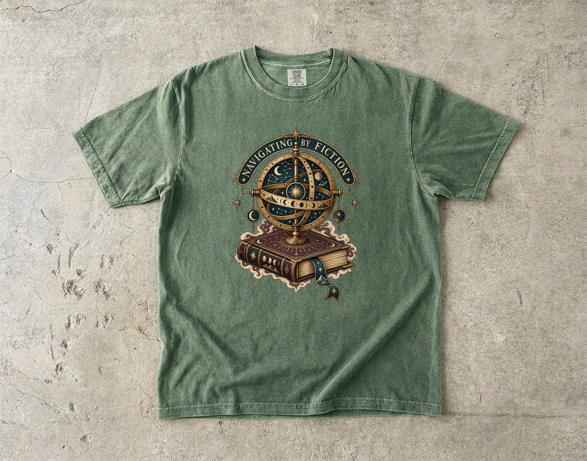Navigating by Fiction Romantasy Reader T-Shirt