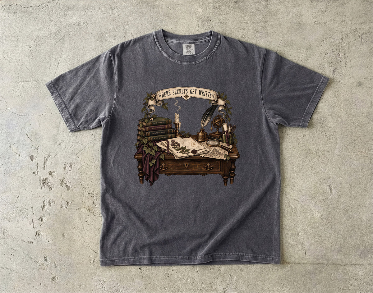 Where Secrets Get Written Romantasy Reader T-Shirt