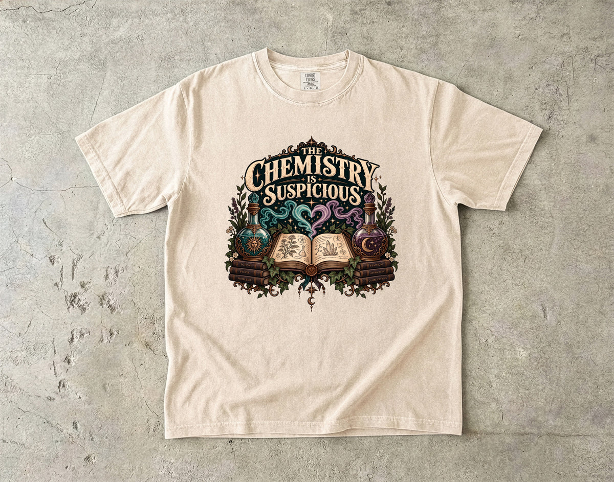 The Chemistry Is Suspicious Romantasy Reader T-Shirt