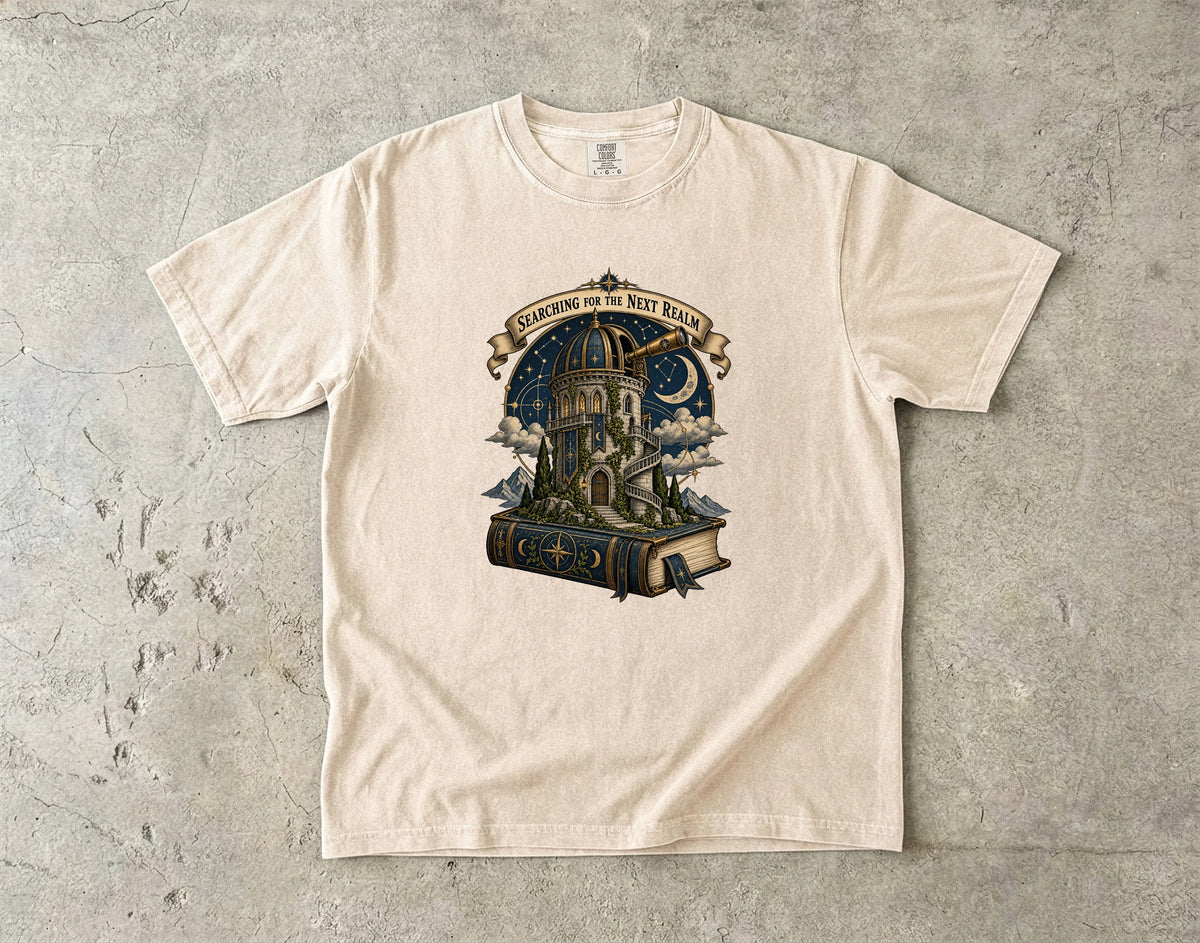 Searching for the Next Realm Romantasy Reader T-Shirt