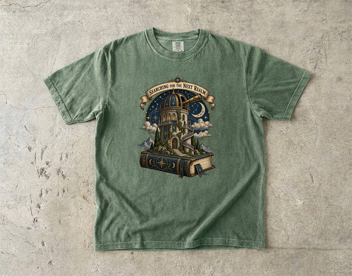 Searching for the Next Realm Romantasy Reader T-Shirt
