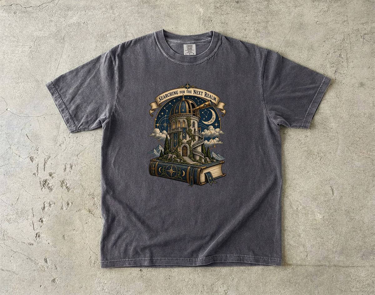 Searching for the Next Realm Romantasy Reader T-Shirt
